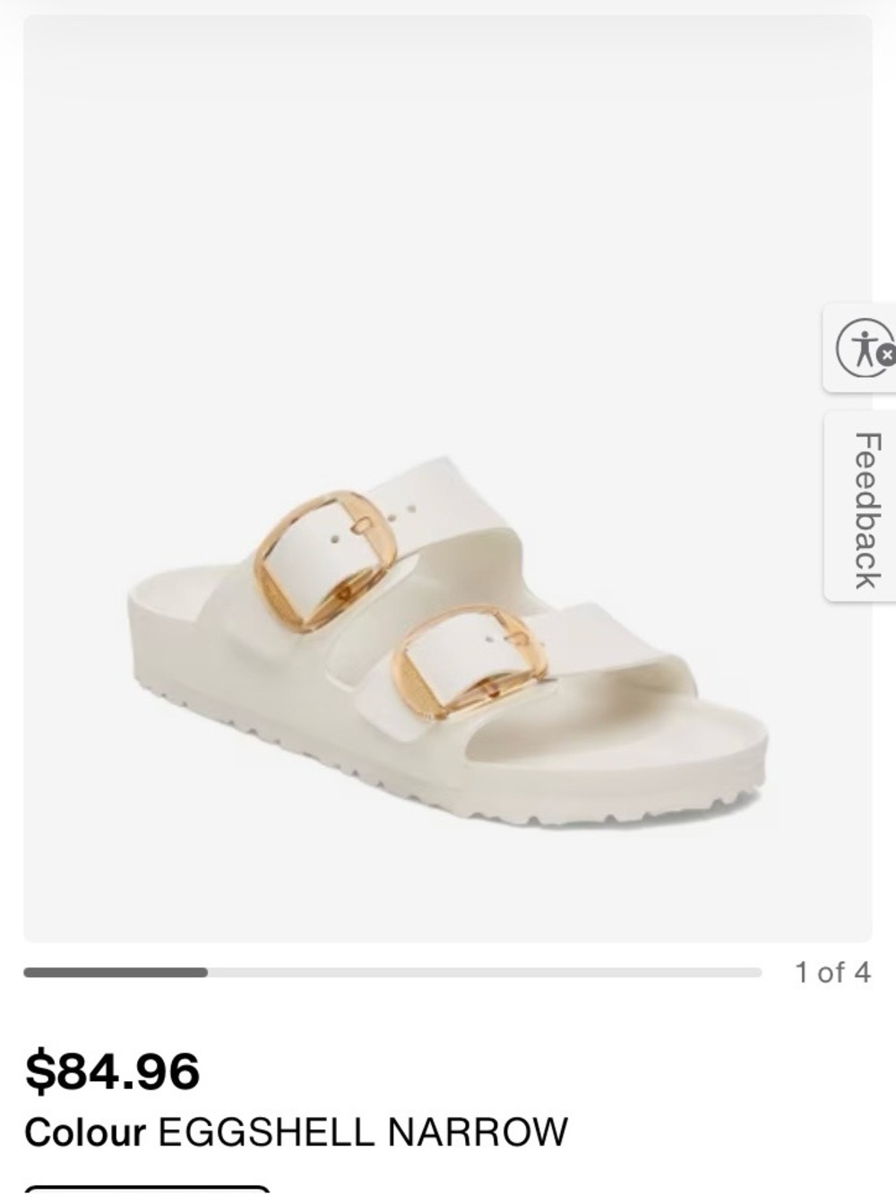 Birkenstock Eggshell Double-Buckle Slide Sandal with Gold Buckles